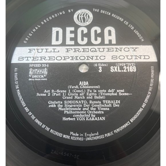 Aida DECCA SXL 2167-8-9 ED1 Tebaldi Verdi Karajan 3LP WBG Wallet Cover - Picture 3 of 11